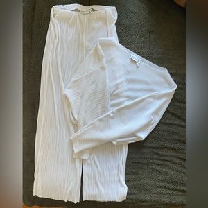 ASOS DESIGN wide leg beach pant & long sleeve beach top SET